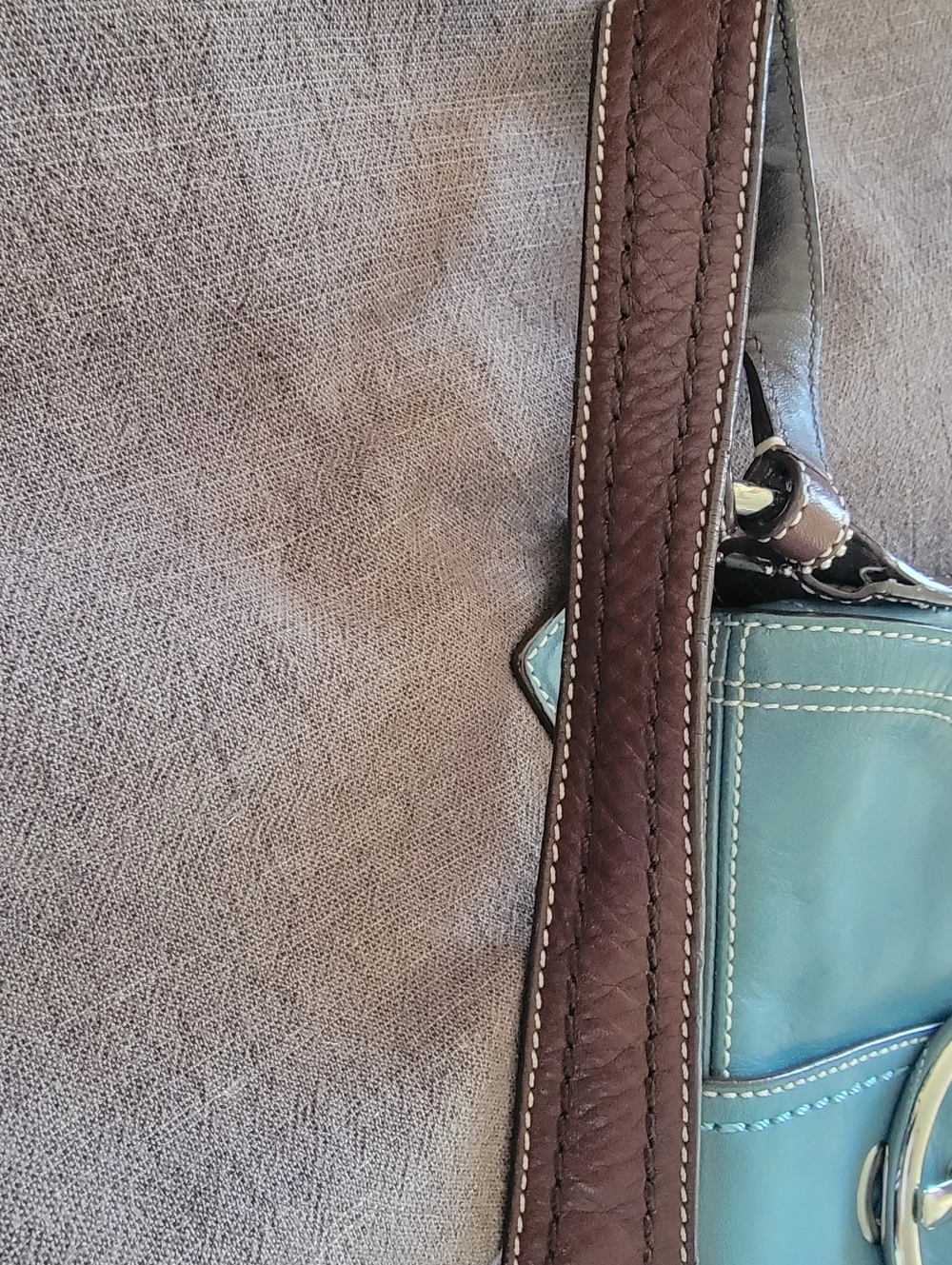 Coach Blue And Brown Shoulder Bag - Picture 3 of 5